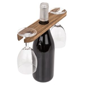 Drevený držiak na poháre a fľašu vína